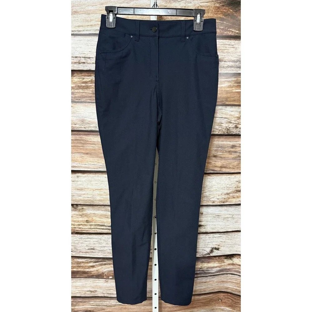Lululemon Pants Womens Sz 4 Navy Blue Skinny Stretch Nylon Zip Fly Technical